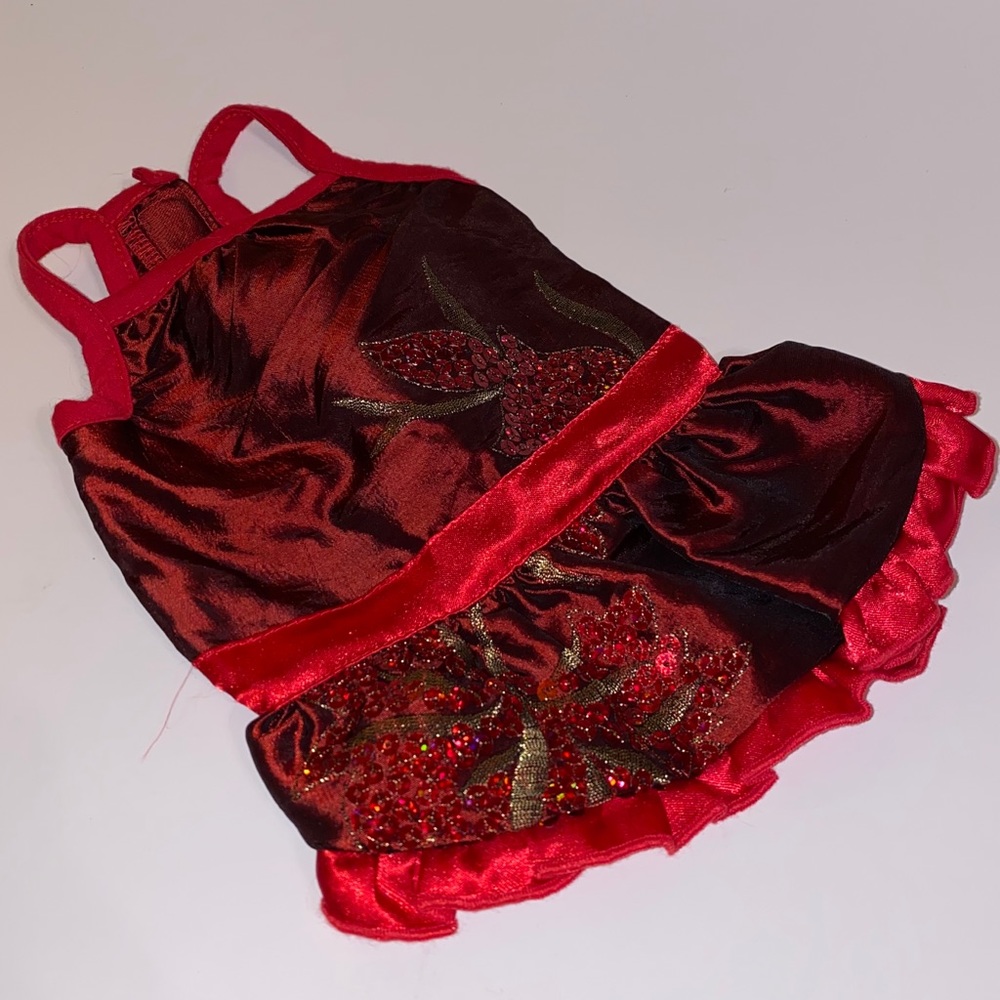 Sandi- Taffeta and sequin dog dress. Size XS.